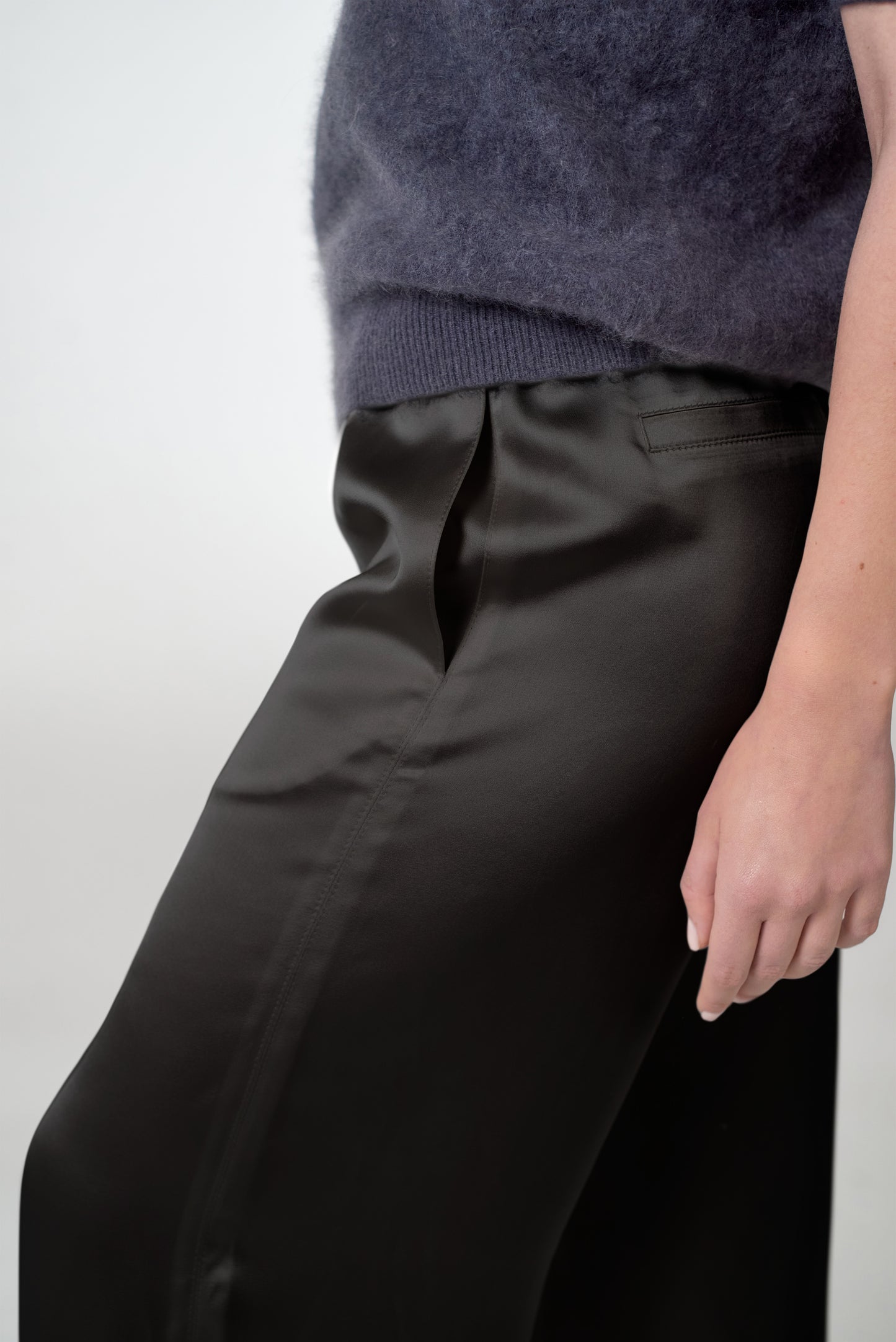 Satin pants in black
