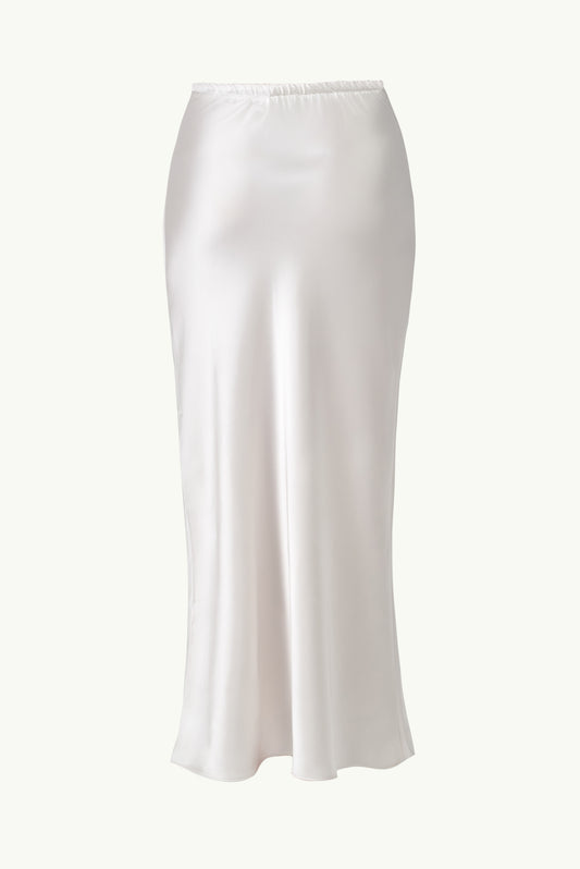 Satin maxi skirt in white