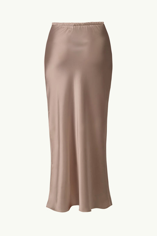 Satin maxi skirt in mocha