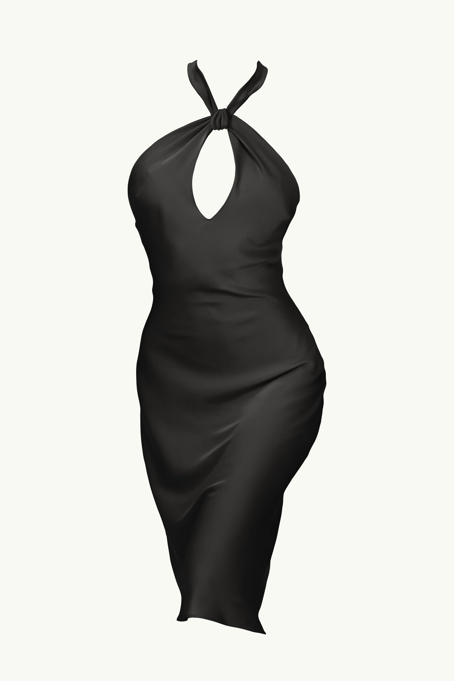 Midi dress with open back in black