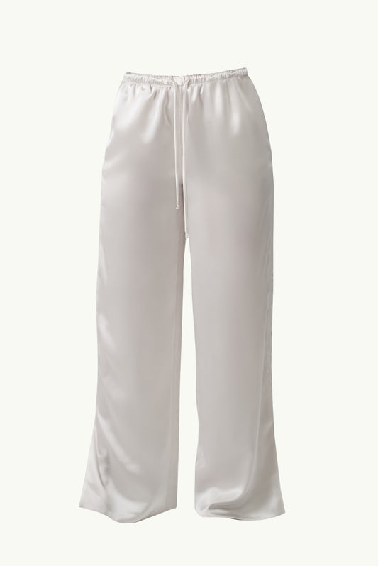 Satin pants in white