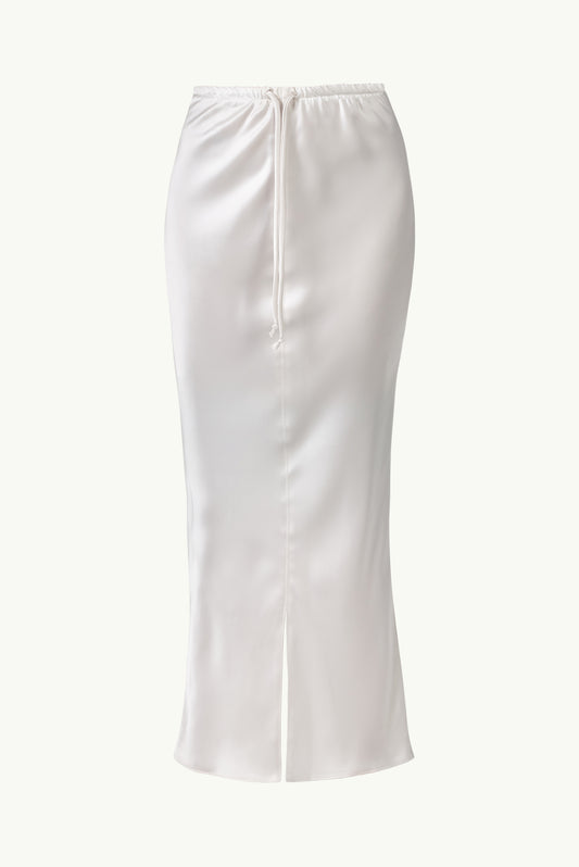 Satin maxi skirt in white