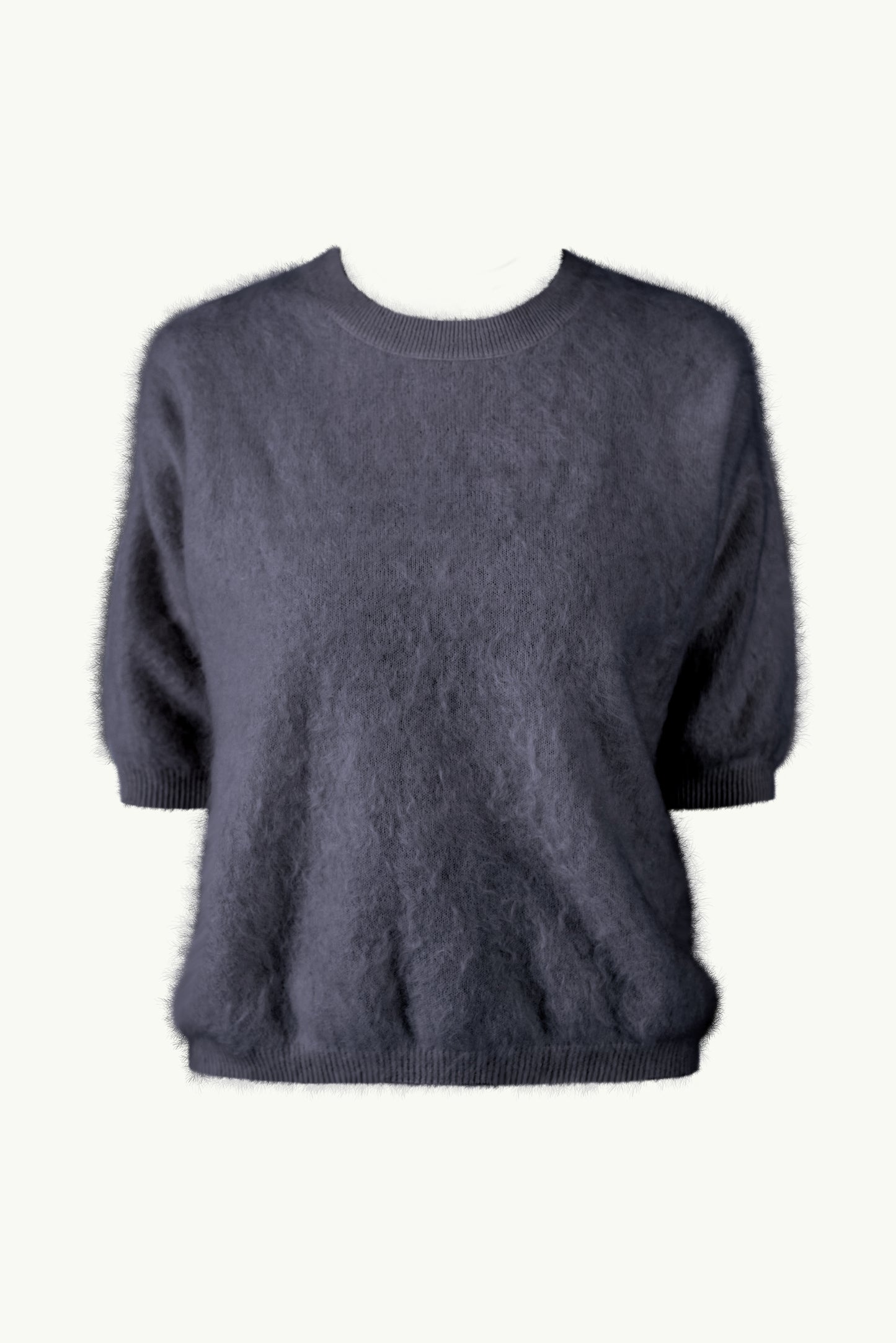 Short-sleeve casmere sweater in grey