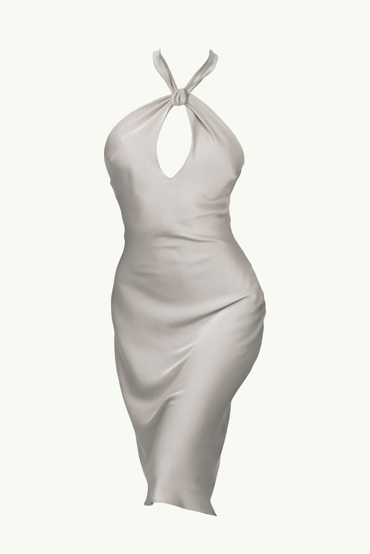 Midi dress with open back in white