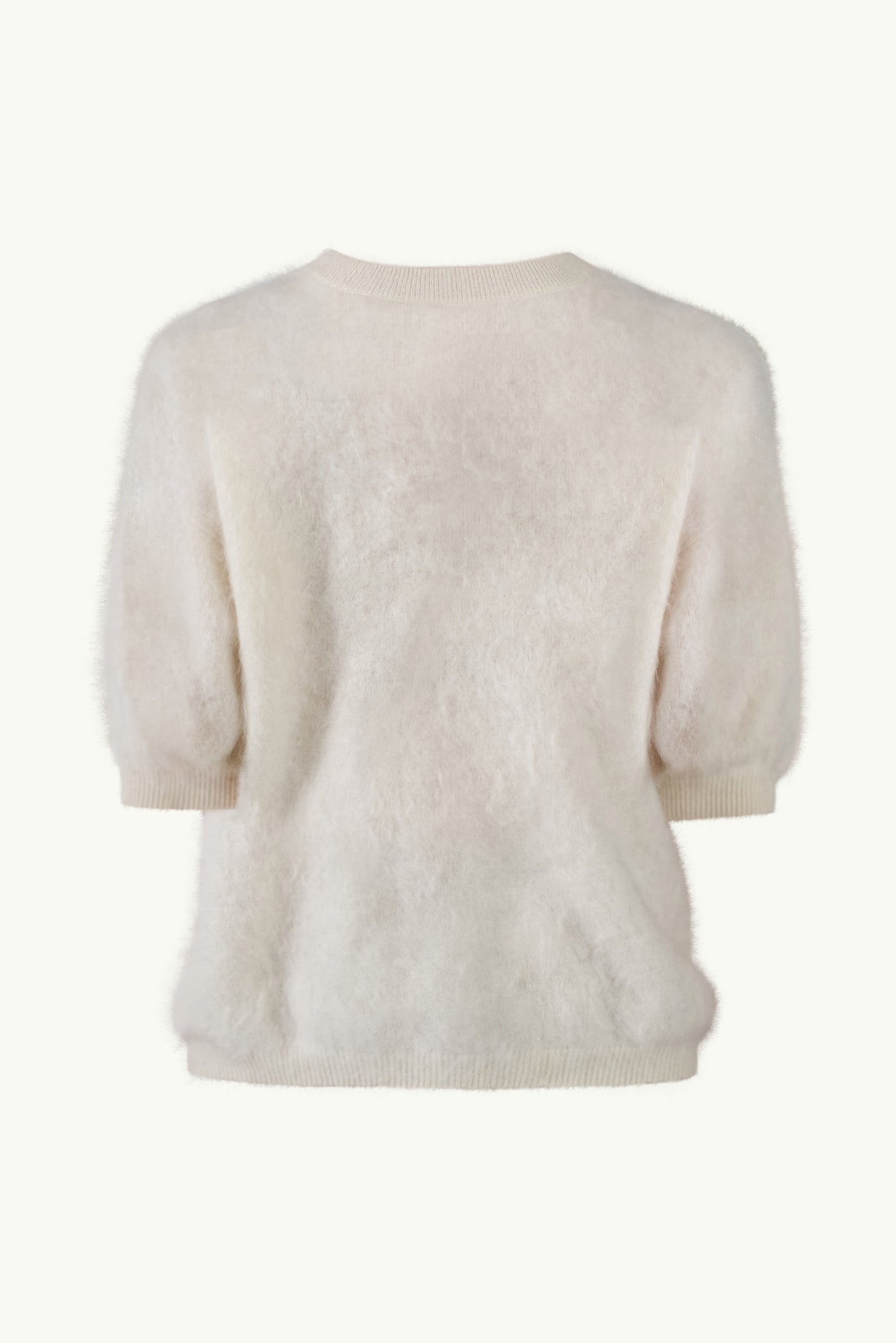 Short-sleeve cashmere sweater in white