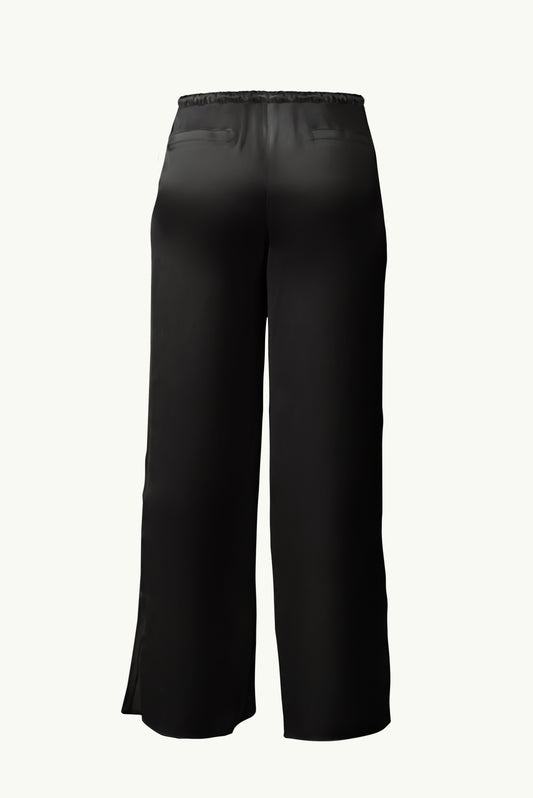 Satin pants in black