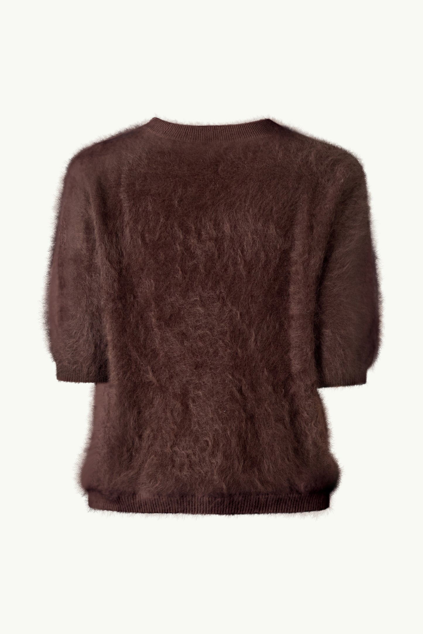 Short-sleeve soft cashmere sweater in brown