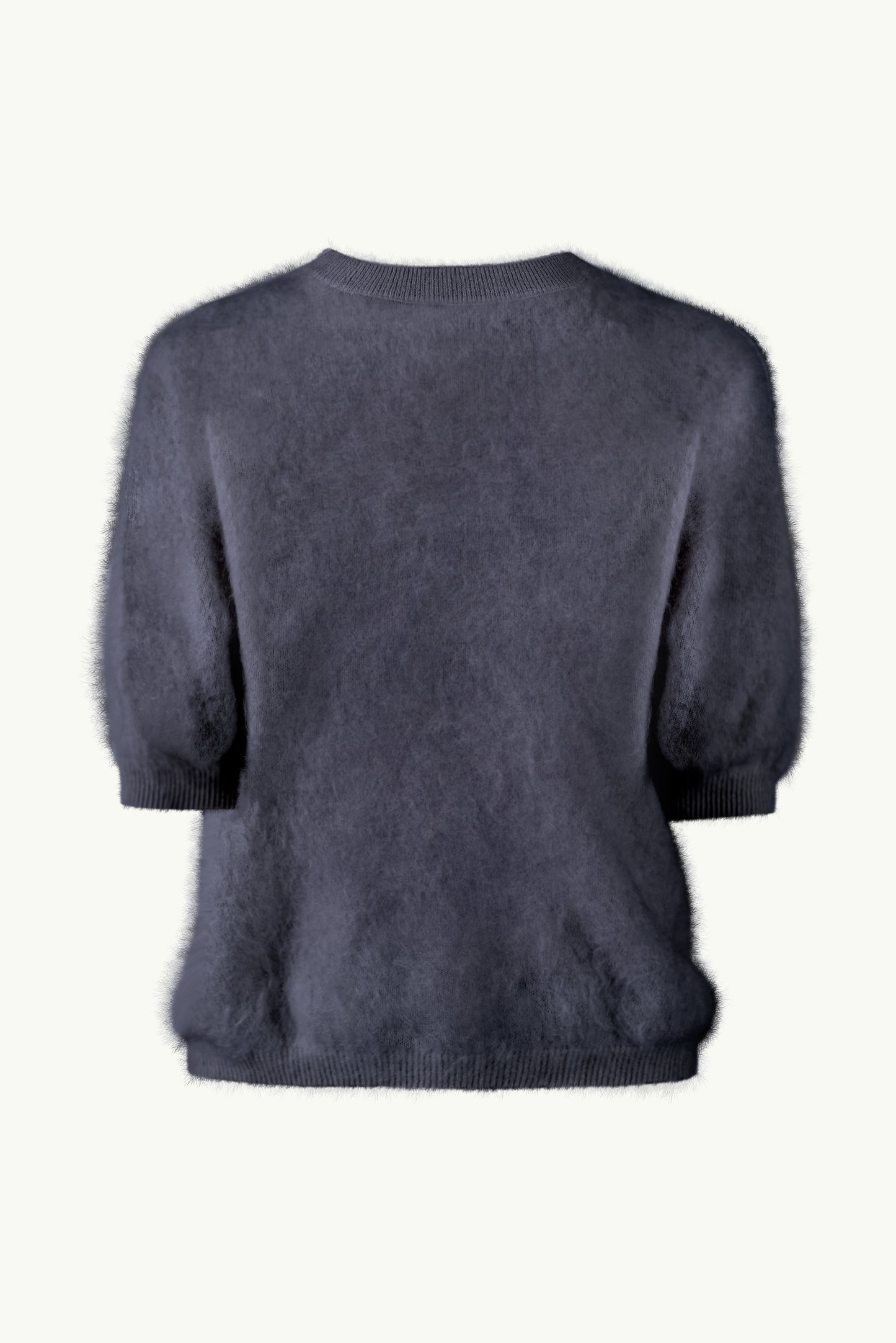 Short-sleeve casmere sweater in grey