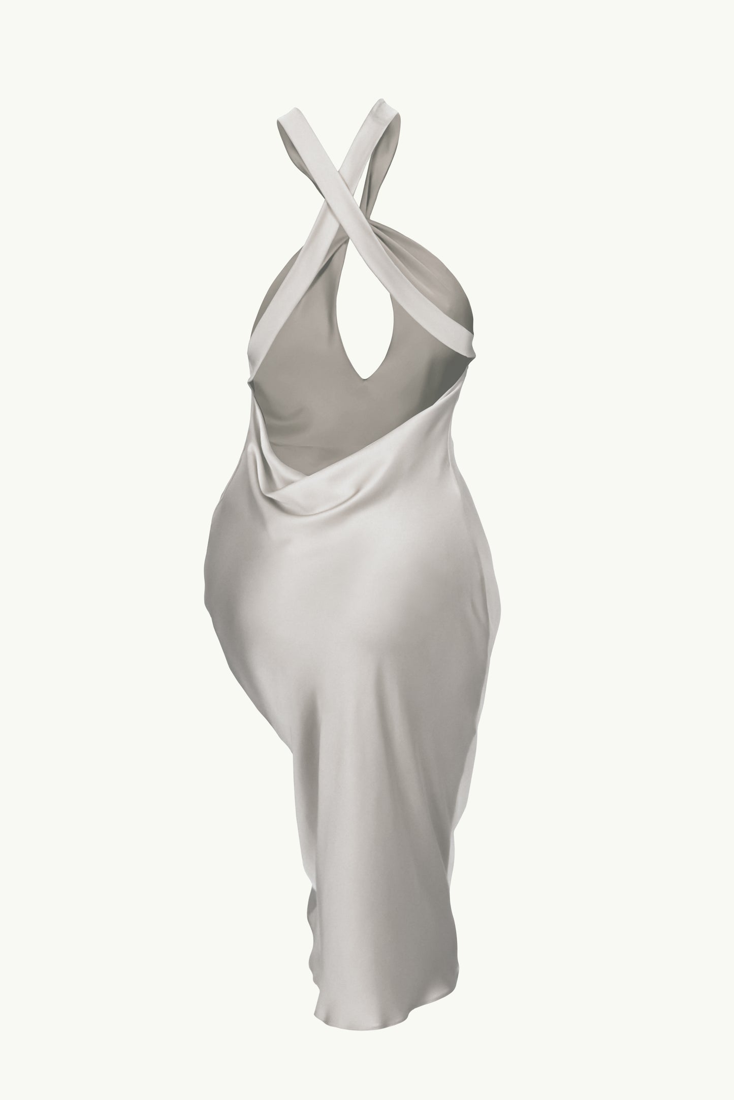 Midi dress with open back in white