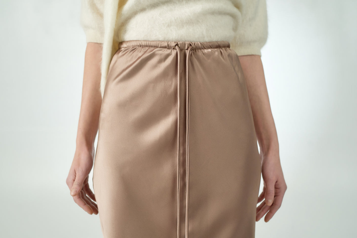 Satin maxi skirt in mocha
