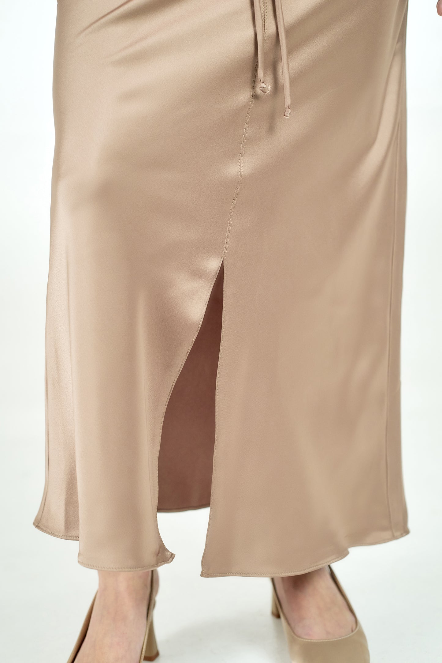 Satin maxi skirt in mocha